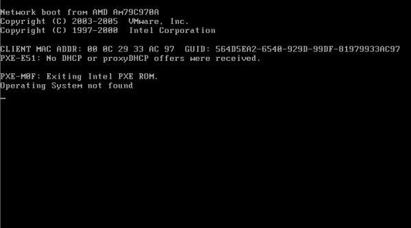 Pxe structure was not found in undi driver code segment что это