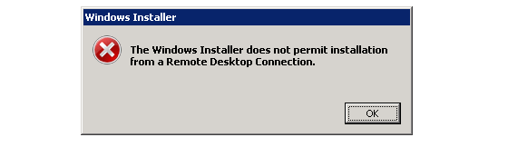 Windows Installer does not permit installation via RDP