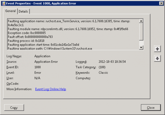 Error 1000 Application Error – Jocha Blog