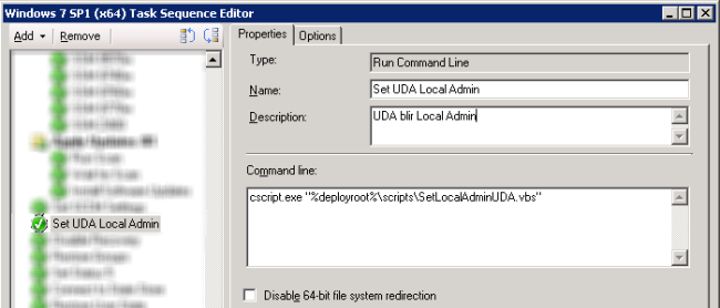 Set UDA as Local adminstrator via Task Sequence