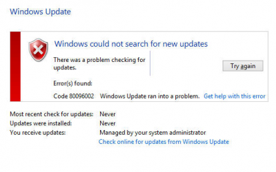 Windows 8 can’t find WSUS updates