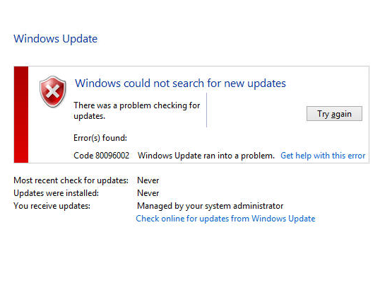 Windows 8 can’t find WSUS updates