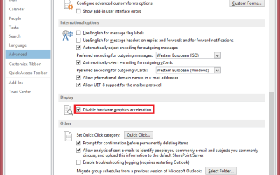 Disable Hardware Acceleration in Outlook 2013