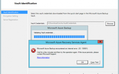 Azure Backup internal error (ID: 130001)
